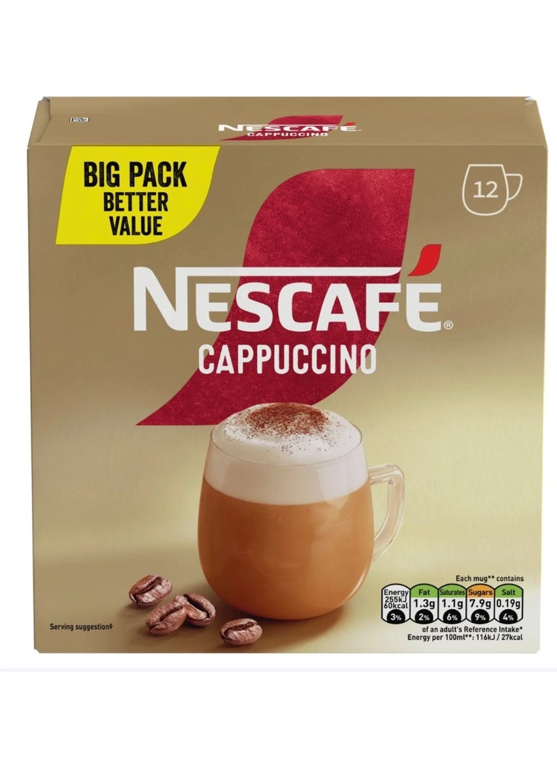 Nescafe Cappuccino Sachets (12 pack) 12Count Pack of 12