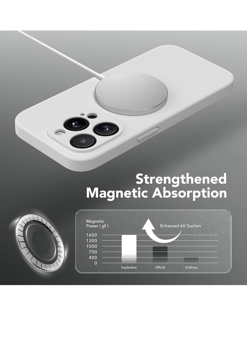 Raxoom iPhone 15 Pro Max Case Silicone, Compatible with MagSafe, [Camera Protection][2X Screen Protectors] Slim Shockproof Protective Phone Case, Soft Anti-Scratch Microfiber Lining, White - Image 4