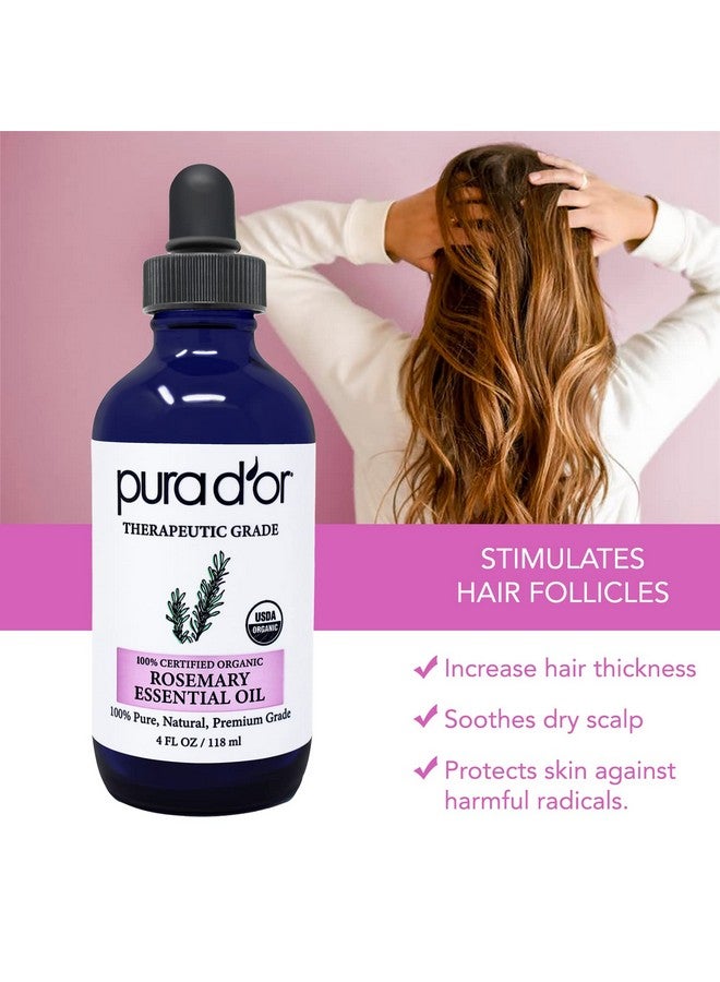 Pura d'or Organic Rosemary Essential Oil, 4Oz, Therapeutic Grade, For Hair, Body, Skin, Aromatherapy, Relaxation, Massage, Mood, Relief, Home, Diy Soap - Image 5