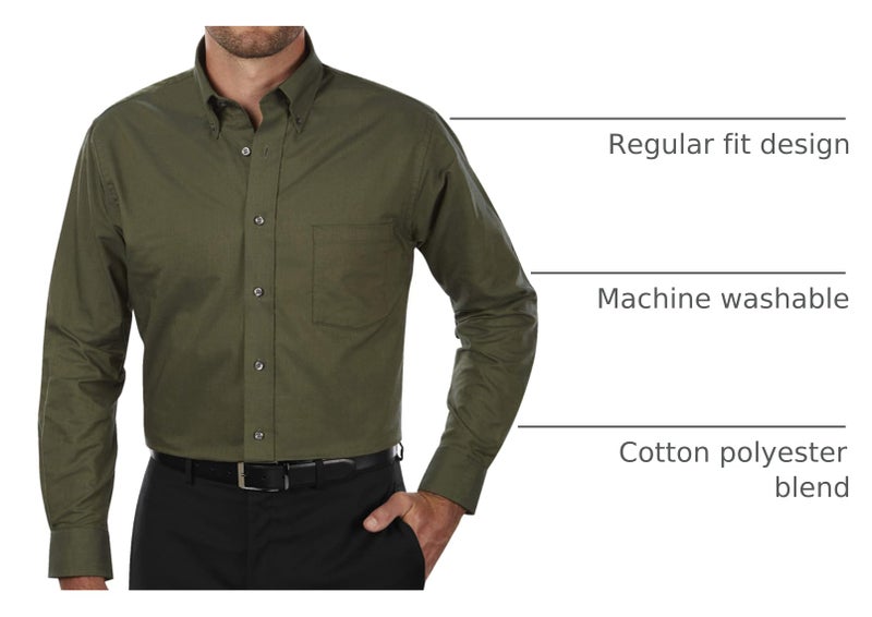 Van Heusen Men's Regular Fit Oxford Button Down Collar Dress Shirt, Dark Green, Large - Image 4
