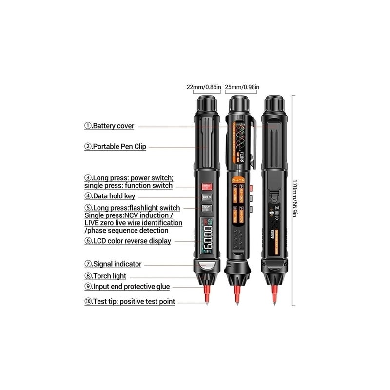 A3005 Digital Multimeter Pen Type 4000 Counts AC DC Voltage Tester - Image 4