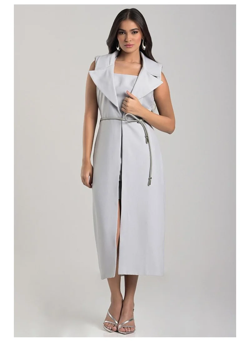 Maxi Vest with Natural Leather Belt