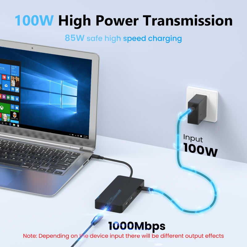 Fophmo Laptop Docking Station Dual 4K HDTV Monitor, Fophmo USB C to 2 HDTV Splitter Extended Display, 1000Mbps LAN, USB A&C 3.0 Ports(10Gbps), SD/TF Card, 100W PD Charging, MacOS Only Mirrors Same Screen - Image 5
