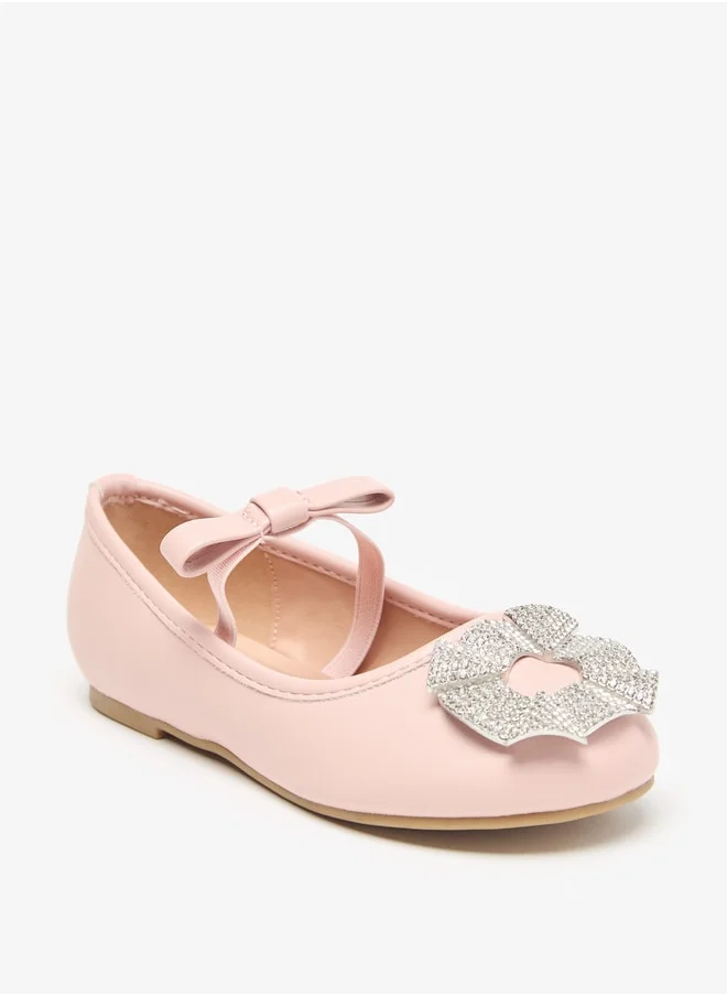 جونيورز Girls Embellished Round Toe Slip-On Ballerina Shoes