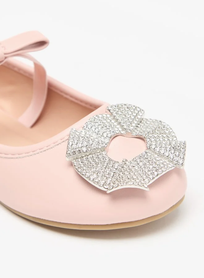جونيورز Girls Embellished Round Toe Slip-On Ballerina Shoes