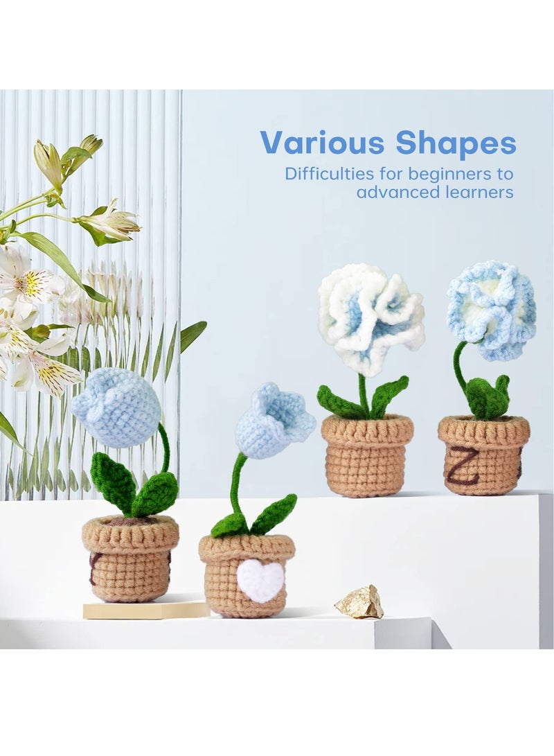 SYOSI Crochet Knitting Kit for Beginners Mini Creativity Flower Pots Gift Crochet Car Ornaments Beginner Crochet Knitting Kits for Adults and Kids withfor Adults and Kids with Instructions - Image 3