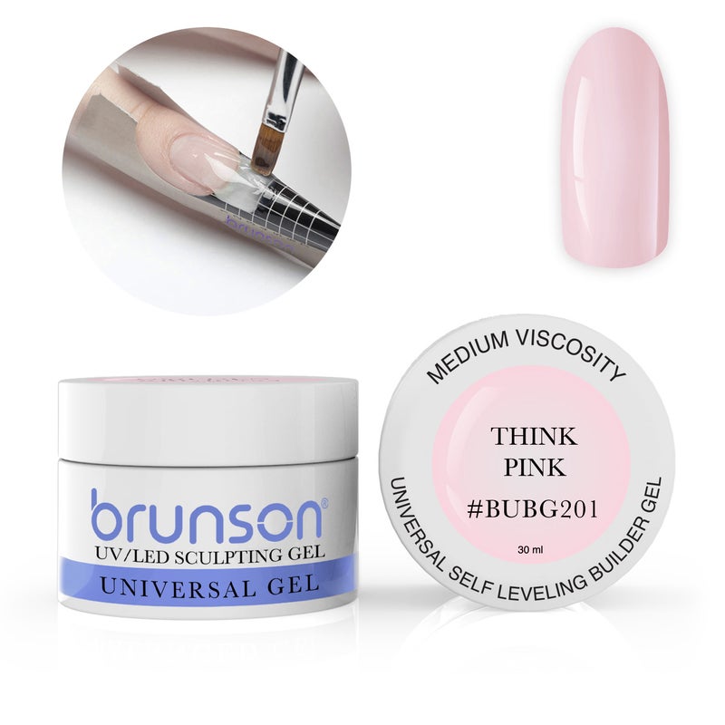 Brunson Builder Gel in Jar 30ml Professional Sculpting Builder Gel for Nail Extensions Overlays and 3D Nail Art UV LED Self Leveling Gel for Long Lasting High Gloss Nails