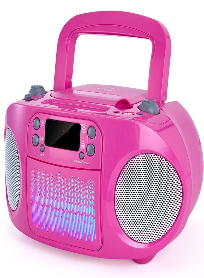 hPlay GC09 Kids Boombox, CD Player, Bluetooth connectivity for Smartphones, AUX, USB, Radio and MP3 connectivity, Sing Along Function, USB Power Adapter Included (Microphone not Included)- Pink - Image 1