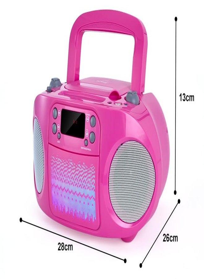 hPlay GC09 Kids Boombox, CD Player, Bluetooth connectivity for Smartphones, AUX, USB, Radio and MP3 connectivity, Sing Along Function, USB Power Adapter Included (Microphone not Included)- Pink - Image 5