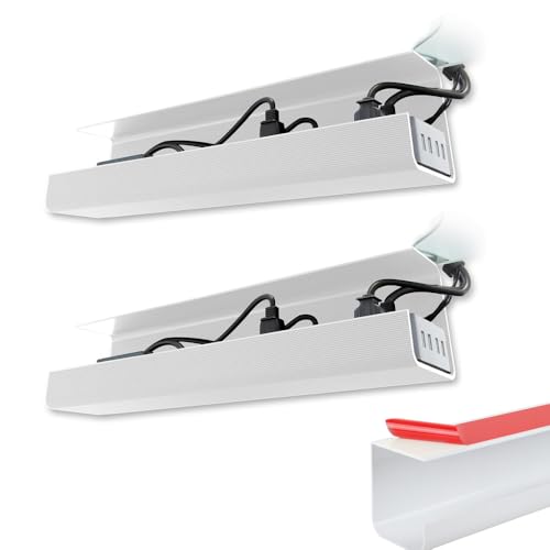 Serplex® 2X 15.7in Cable Management Tray Self-Adhesive Under Desk Wire Organizer and Cord Management Holder for Home Office, Cable Tray Wire Hider for Office Organization Cord Organizer Tray - Image 1