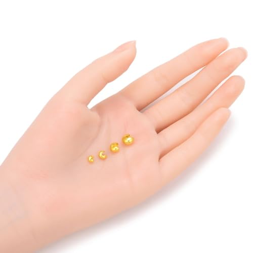 Adabele 100pcs Crimp Bead Knot Covers 4mm (0.16 Inch) Small End Caps 18K Yellow Gold Plated Copper Brass for DIY Craft Jewelry Making CF8-4 - Image 2