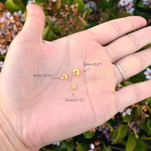 Adabele 100pcs Crimp Bead Knot Covers 4mm (0.16 Inch) Small End Caps 18K Yellow Gold Plated Copper Brass for DIY Craft Jewelry Making CF8-4 - Image 3