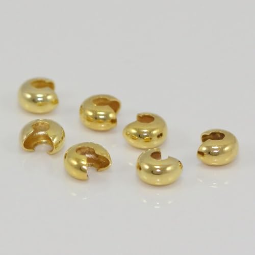Adabele 100pcs Crimp Bead Knot Covers 4mm (0.16 Inch) Small End Caps 18K Yellow Gold Plated Copper Brass for DIY Craft Jewelry Making CF8-4 - Image 4