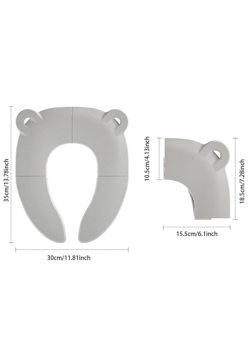 RAKAY Folding Portable Potty Training Toilet Seat Cover Liner,Portable Reusable with Non-Slip Silicone Pads and Carry Bag,Cute Animal-Shaped Children's Toilet Mat, for Babies, Toddlers, Kids, Grey  - Image 3