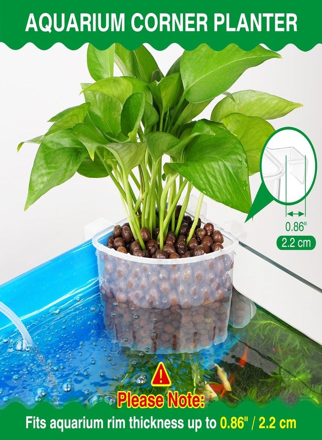 Borlech 2026 Latest Model Large Aquarium Corner Planter Hanging Plant Holder for Fish Tank Aquaponic Plant Cultivation and Aquascape Accessories Decorations (4 Pack) Transparent - Image 2