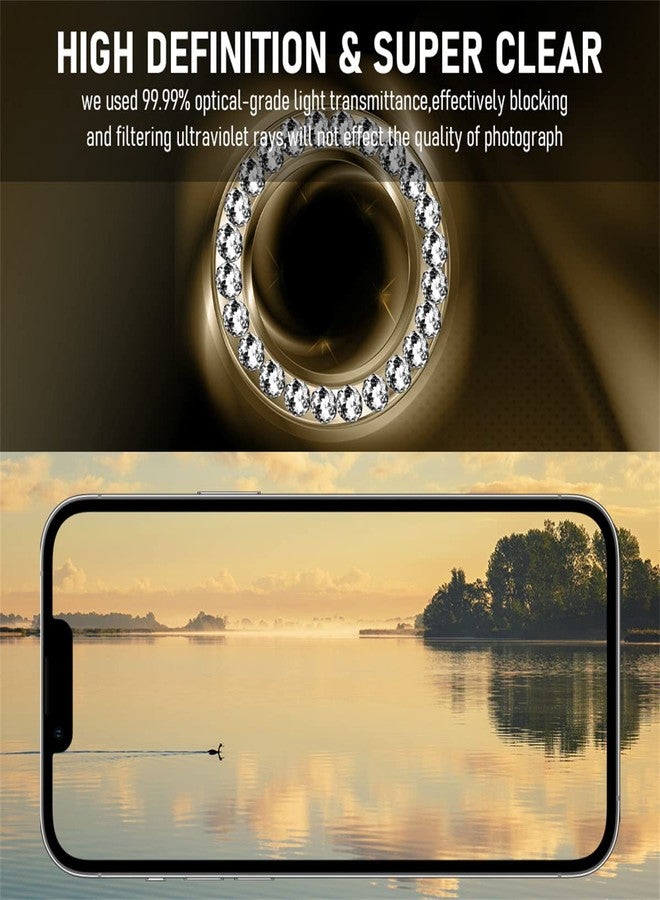 Suoman 3-Pack iPhone 12 Pro Max Camera Lens Protector, 9H Tempered Glass, [Does not Affect Night Shots] Metal Frosted Independent Protective Cover - Diamonds-Gold - Image 3