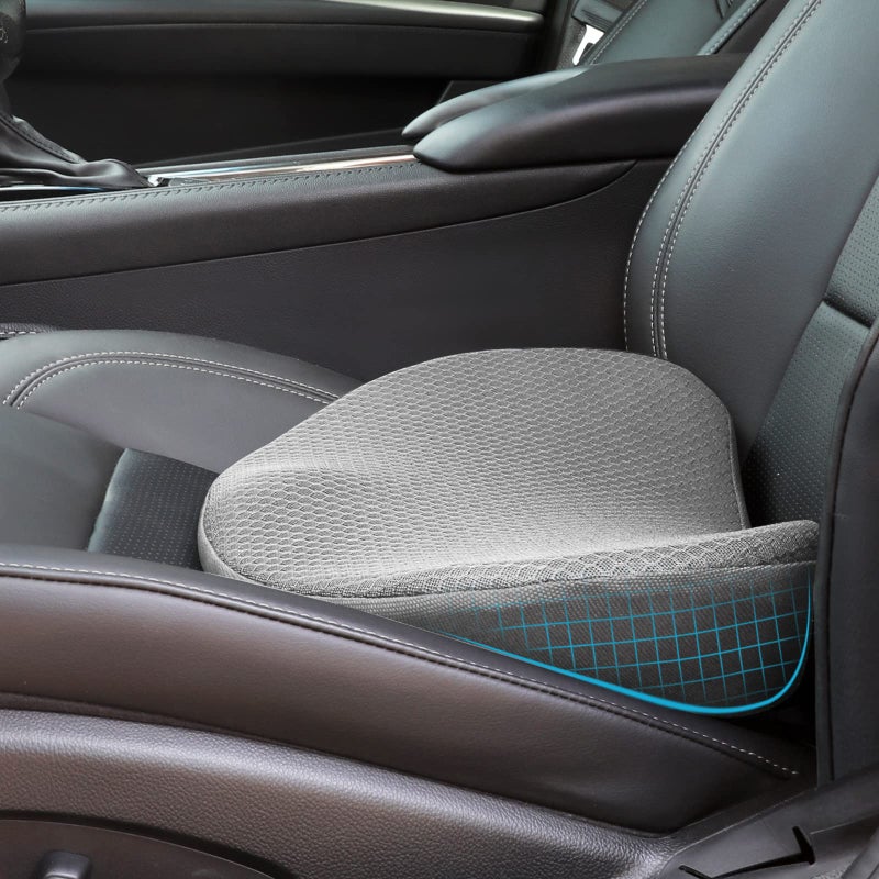 OLYDON Car Seat Cushion for Driving Comfort Memory Foam for Car Driver Seat Back Support Pain Relief Car Travel Accessories for Long Trips Gray