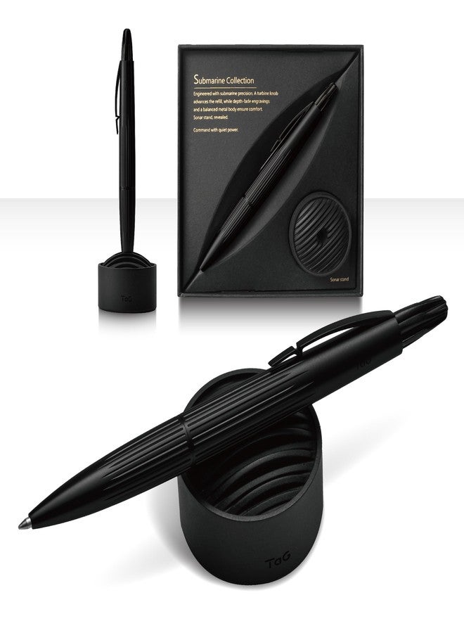 TAG Submarine Luxury Ballpoint Pen with Sonar Stand, Turbine Twist Desk Pen, Shadow Black Aerospace Aluminum Writing Instrument, Schmidt Refill, Fancy Executive Gift Pen - Image 1