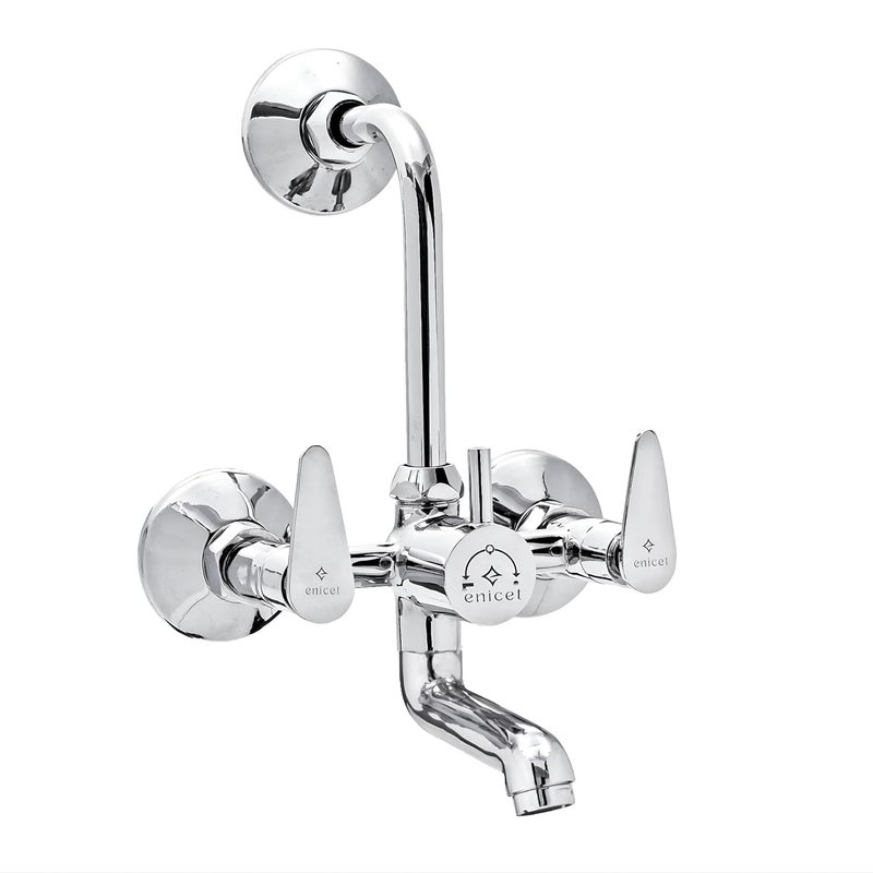 ENICET Brass Durable Wall Mixer 2 In 1 With Over Head Shower and 190mm Long Bend Pipe Hot and Cold Wall Mixer shower system for Bathroom chrome finish bathroom shower set - Image 2