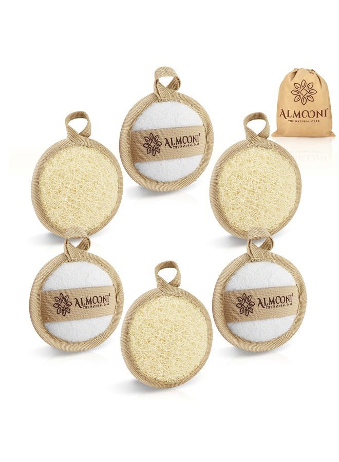 Almooni Natural Loofah Exfoliating Facial Scrubber, Made with Natural Egyptian Shower Loofah Sponge, Bath Shower Loofah Sponge for Women and Men, for Face That Gets You Clean - 6 Count (1 Pack) - Image 1