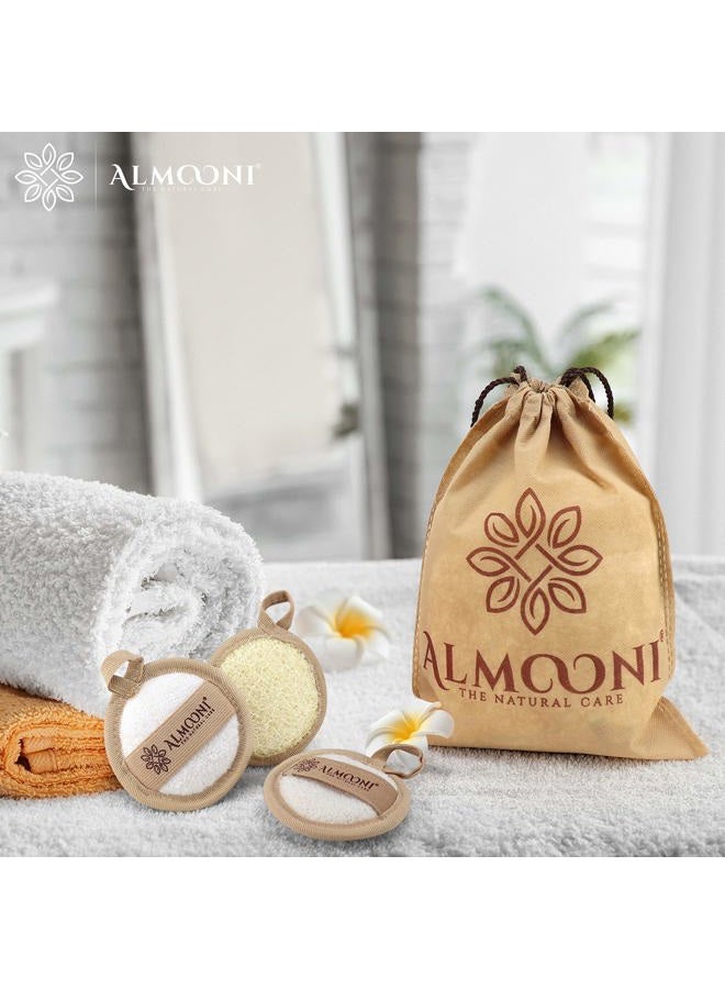 Almooni Natural Loofah Exfoliating Facial Scrubber, Made with Natural Egyptian Shower Loofah Sponge, Bath Shower Loofah Sponge for Women and Men, for Face That Gets You Clean - 6 Count (1 Pack) - Image 5