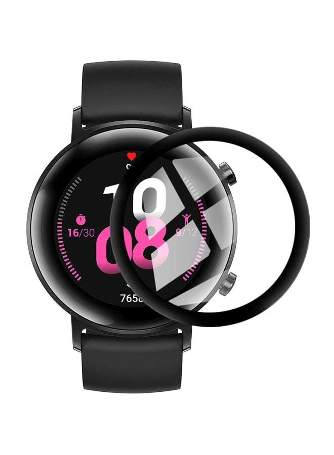Perfii Curved Tempered Glass Screen Protector For Huawei Watch GT 2 Clear/Black