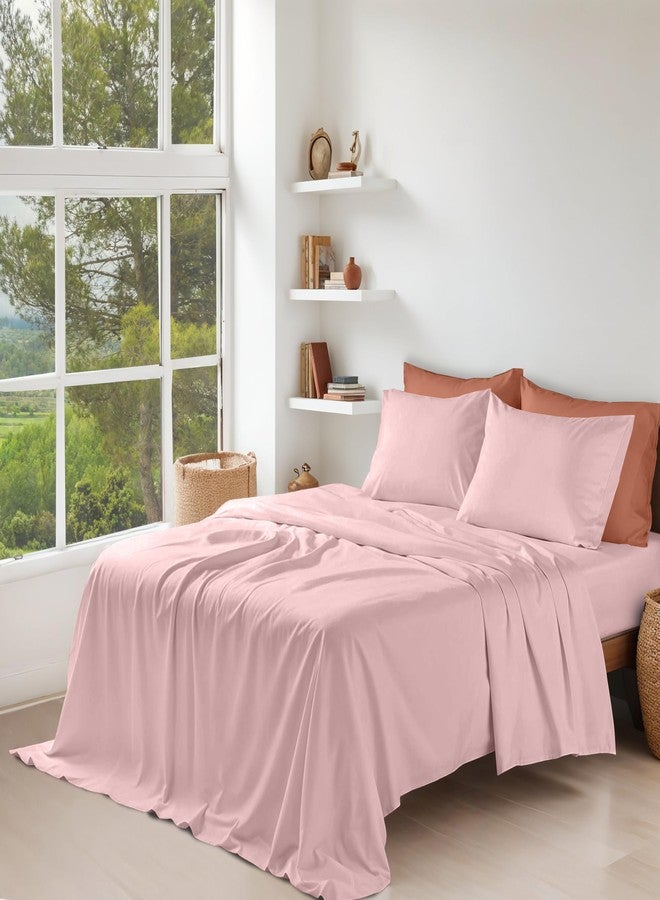 RUVANTI 100% Organic Cotton Sheets Queen Size, Percale Weave, GOTS Certified, 4-Piece Set, Deep Pocket 15", Crisp & Breathable, Soft Durable Bedding, Sábanas Algodón Orgánico -Peach Skin - Image 2