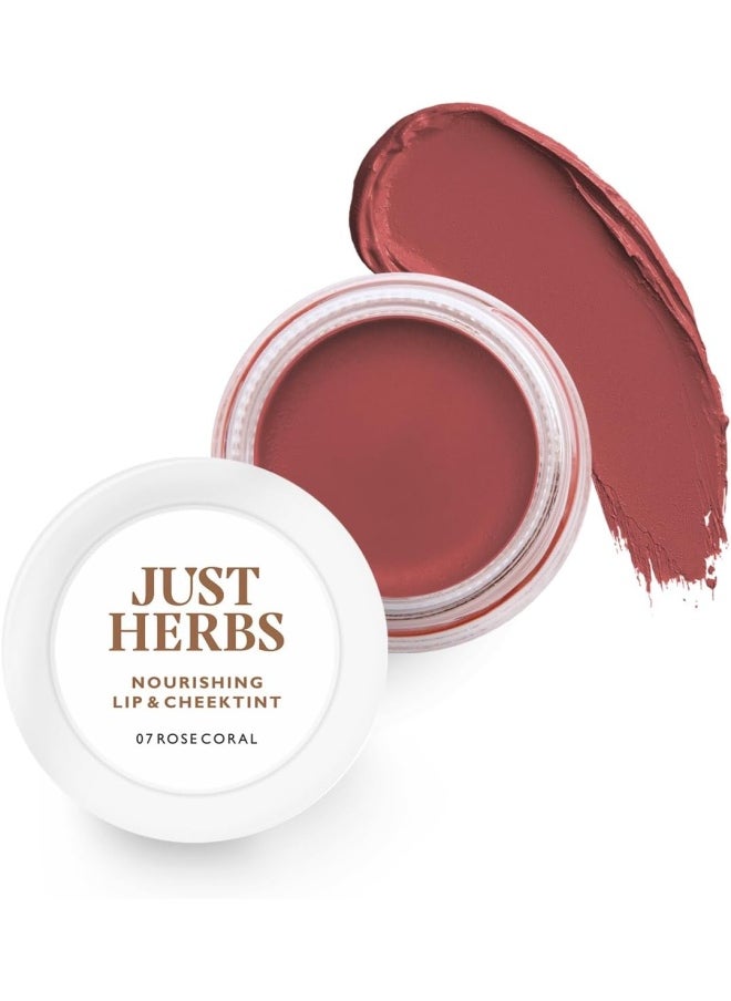 Just Herbs Vegan Lip and Cheek Tint -07 Rose Coral - Creamy Matte  - Image 1