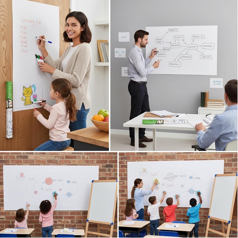 sulfar Self-Adhesive Whiteboard Wall Decal Sticker For Kids, Adults 17.7x78.7in, White - Image 3