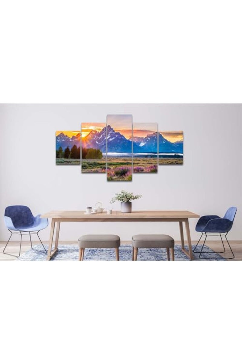 Artbrush Tower Wyoming Landscape Wall Art Grand Teton National Park Summer Sunrise Canvas Print - Image 4