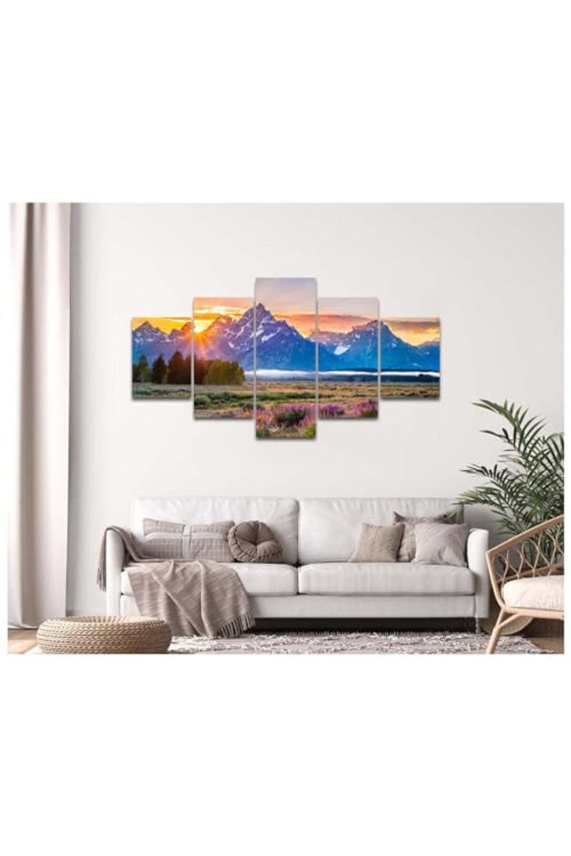 Artbrush Tower Wyoming Landscape Wall Art Grand Teton National Park Summer Sunrise Canvas Print - Image 3