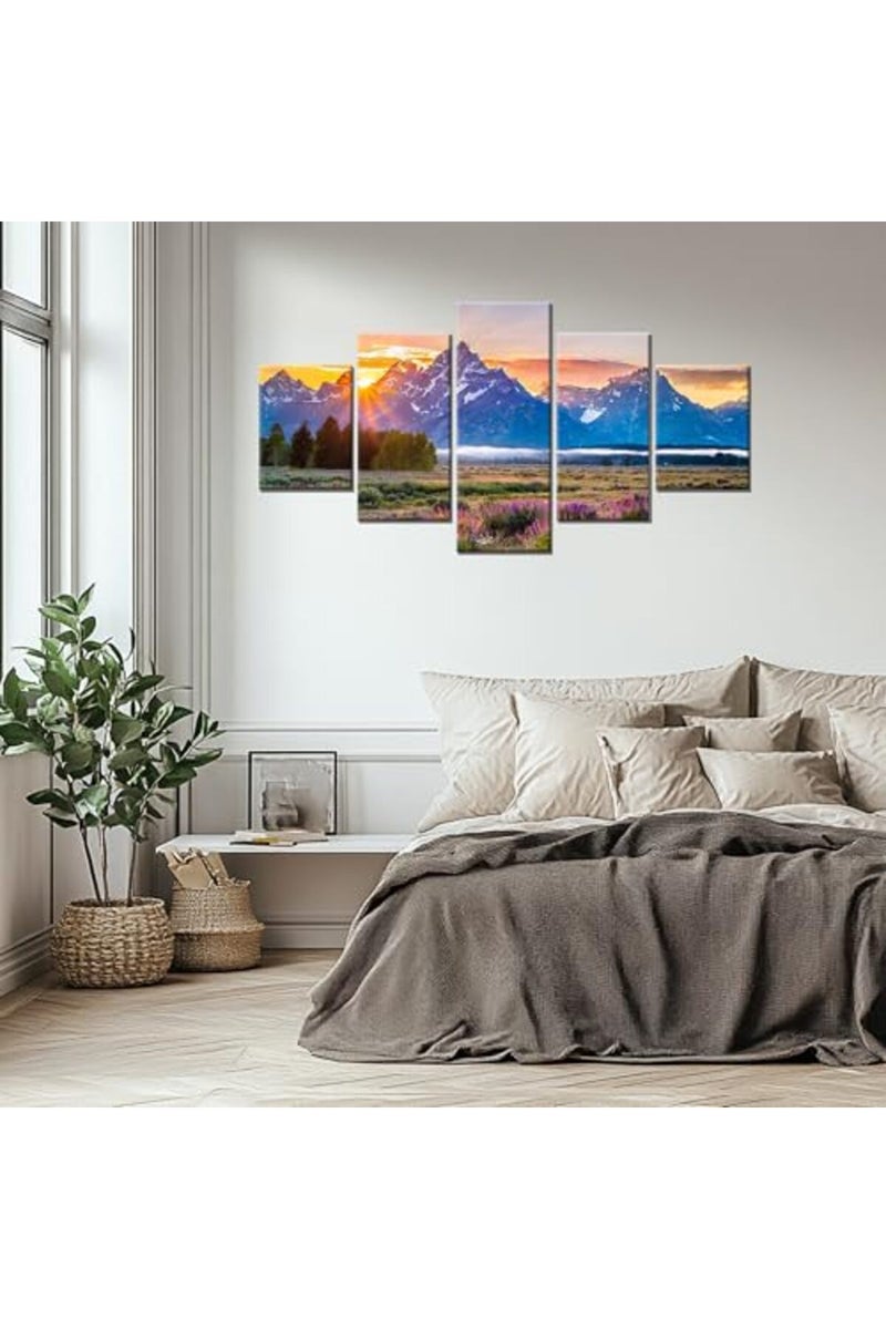 Artbrush Tower Wyoming Landscape Wall Art Grand Teton National Park Summer Sunrise Canvas Print - Image 2