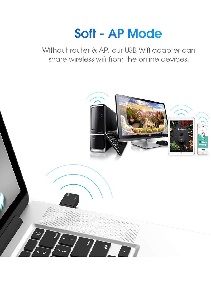 Generic 1300Mbps USB 3.0 Wireless WiFi Adapter for PC, USB Wi-Fi AC Mini Network Adapters 802.11ac 2.4GHz/5GHz Built-in Antenna for Windows 10/7/8/8.1/XP Mac OS 10.6-10.15  - Image 4