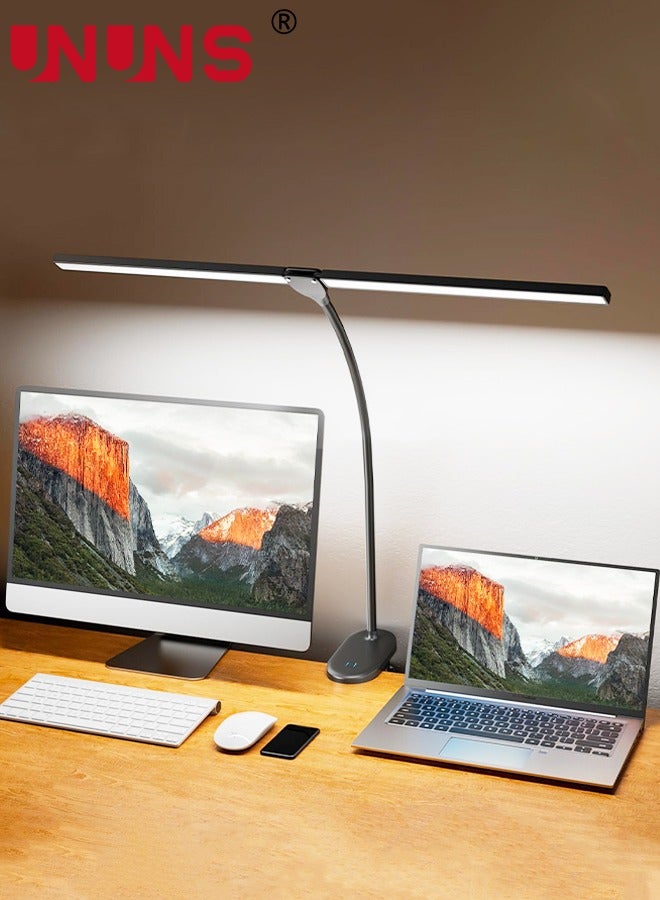 UNUNS Desk Lamp,24 LED 900LM Double Head LED Desk Light,3 Modes Dimmable LED Desk Lamp Clip On Light,Rechargeable LED Desk Lamps For Home Office,Study,Piano  - Image 1