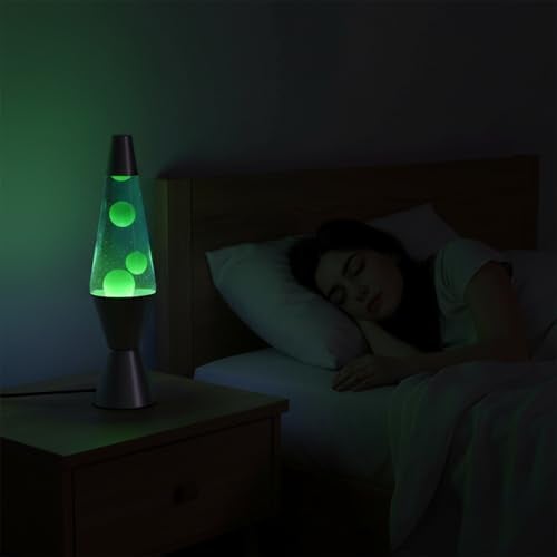 KARP 14.5 Inch Lava Lamp (Blue Water & Green Lava) | Silver Base, Metal & Glass | 220-240V 50Hz | R39 E14 25W Bulb | Run by Plug with Inline Switch | Ambient Night Lamp & Gift for Home Decor & Office - Image 5