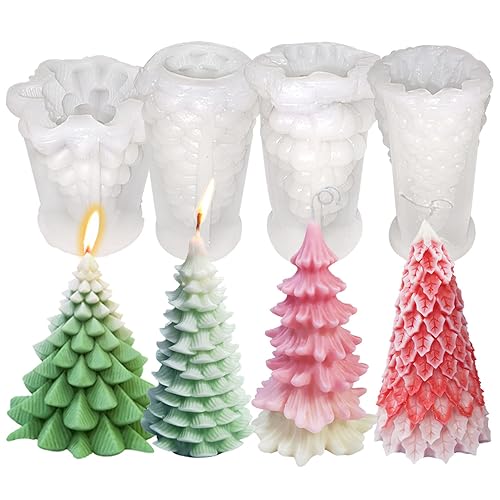 Acxydm 4PCS Christmas Tree Silicone Molds Kit Resin Wax Candle Soap Molds - Image 1