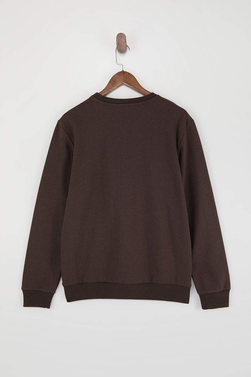 trendyol Dark Brown Regular/Normal Cut Inner Fleece/Warm Sweatshirt Tmnaw21Sw1208 - Image 5