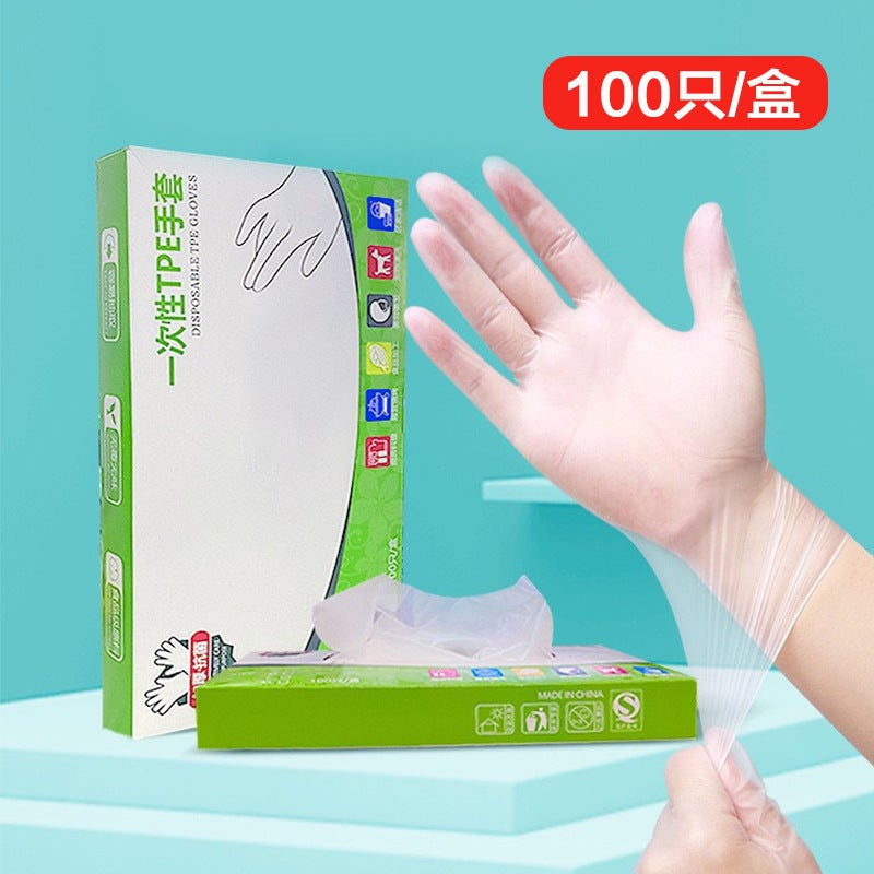 Food grade dining kitchen household tpe gloves transparent latex disposable gloves elastic thickened oil-proof gloves S code S code
