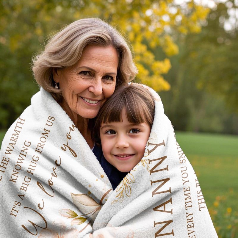 Grandma Blanket 60" X 50" Heartfelt Message Nanny Blanket - Soft Peach Roses Design Grandmother Blanket for Grandma, Nanny, Grandmother on Mother's Day, Christmas, Birthdays - Image 3