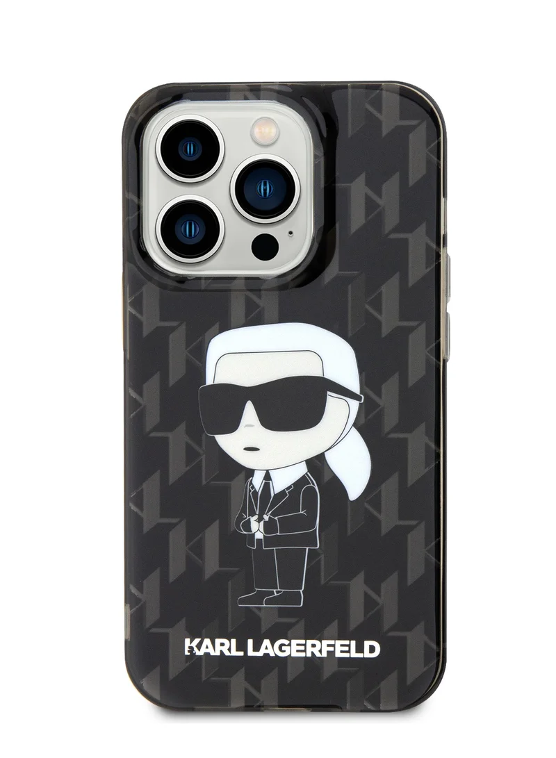Karl Lagerfeld iPhone 16 Pro Max Case IML Hard Cover with Ikonik Monogram /Drop protection/Slim Profile/Comfortable Grip-Black