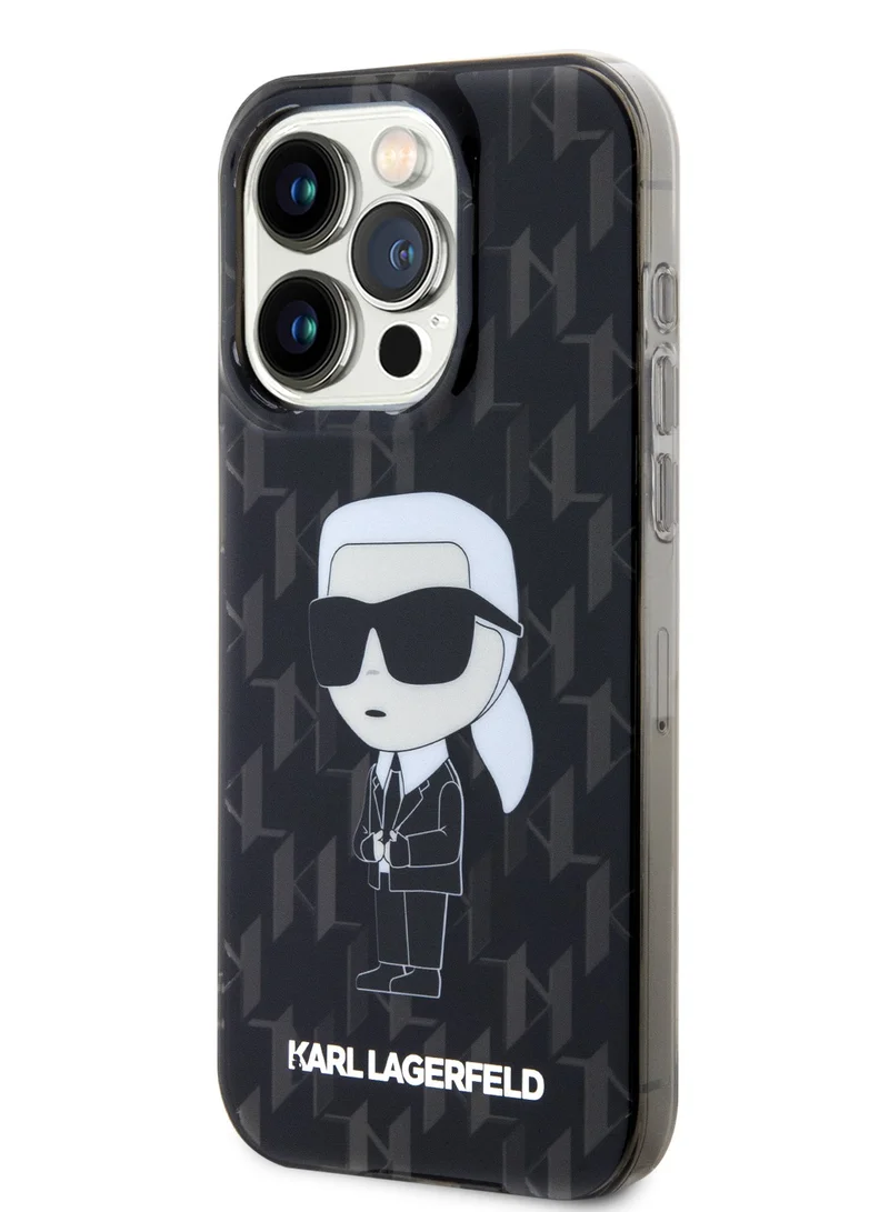 Karl Lagerfeld iPhone 16 Pro Max Case IML Hard Cover with Ikonik Monogram /Drop protection/Slim Profile/Comfortable Grip-Black