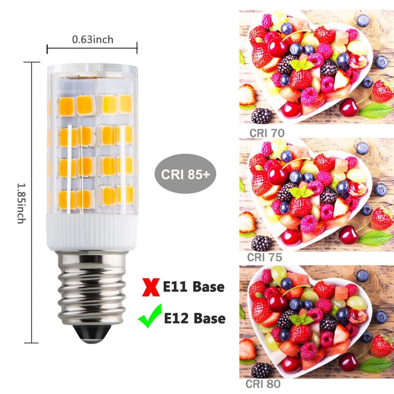 KAKEMONO E12 LED Candelabra Light Bulbs 4W Replace E12 40 Watt Halogen Equivalent,Warm White 2700K C7 T4 120V Small Base E12 for Ceiling Fan Chandelier Pendant Lighting Salt Lamp,Non-dimmable,2 Pack - Image 3