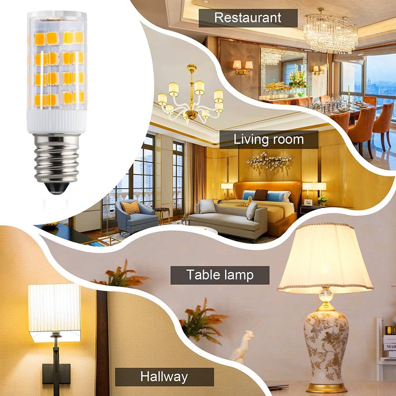 KAKEMONO E12 LED Candelabra Light Bulbs 4W Replace E12 40 Watt Halogen Equivalent,Warm White 2700K C7 T4 120V Small Base E12 for Ceiling Fan Chandelier Pendant Lighting Salt Lamp,Non-dimmable,2 Pack - Image 5