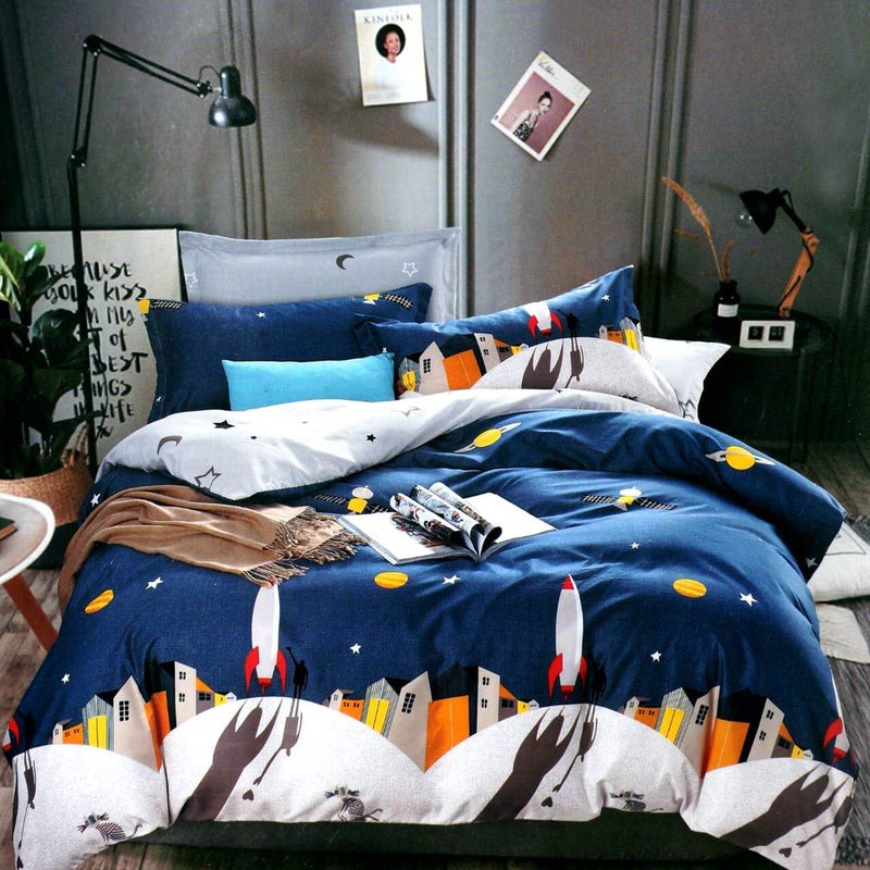 Skytex Sky Tex Super Saver Combo of 2 3D Printed (Space Rocket & Lion) Glace Cotton 260 TC Single Comforters (Buy This Combo Get 1 N - 95 Mask Free) - Image 2