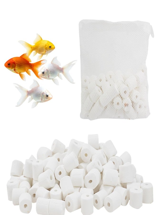 giteo bedding مجموعة وسائط ترشيح أحواض السمك من giteo bedding، حلقات سيراميك حيوية مع حقيبة شبكية بسحاب، وسائط ترشيح بيولوجية متينة للمياه العذبة والمالحة لأحواض الأسماك والبرك والعلب (1.1 رطل، 500 غرام) - Image 1