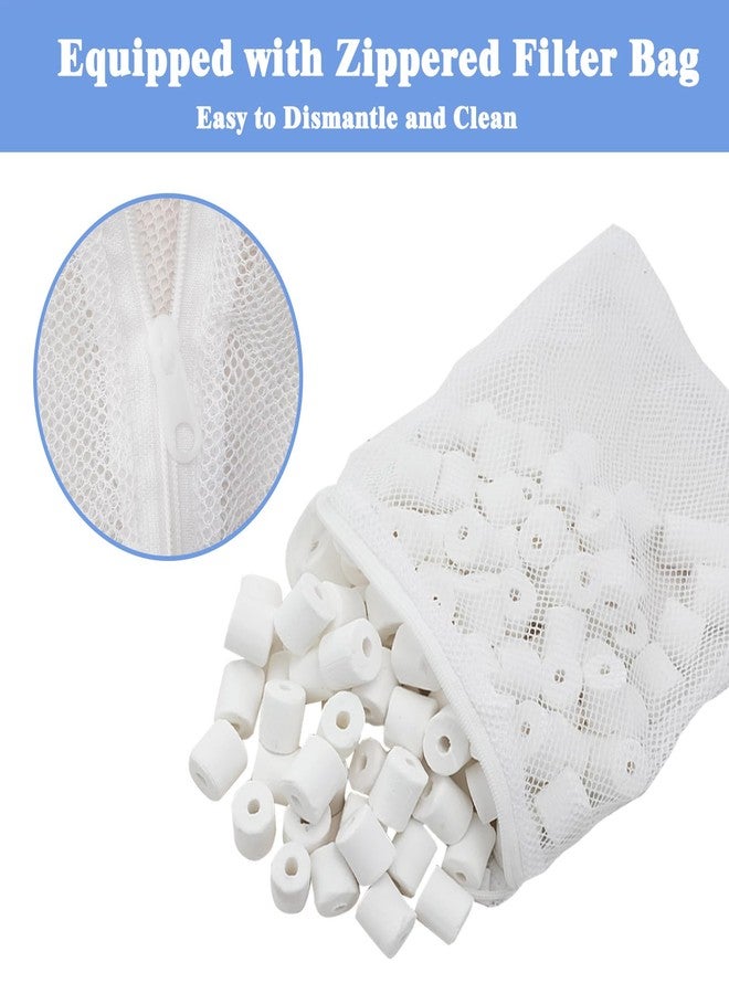 giteo bedding مجموعة وسائط ترشيح أحواض السمك من giteo bedding، حلقات سيراميك حيوية مع حقيبة شبكية بسحاب، وسائط ترشيح بيولوجية متينة للمياه العذبة والمالحة لأحواض الأسماك والبرك والعلب (1.1 رطل، 500 غرام) - Image 3