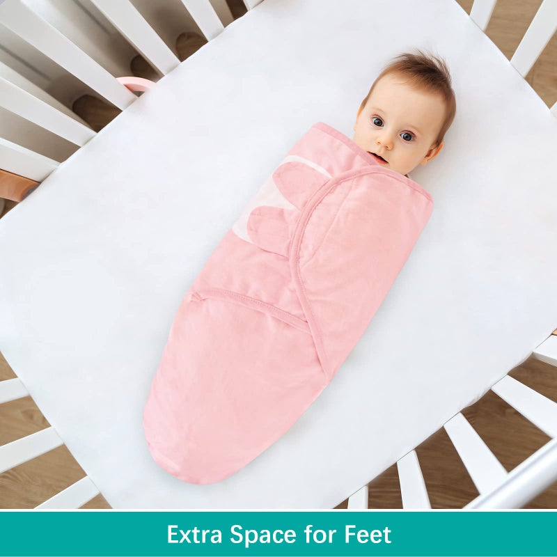 Biloban Baby Swaddles 0-3 Months for Girls, Cotton Swaddle Blanket, Newborn Essentials, Grey & Pink, 2 Pack - Image 3