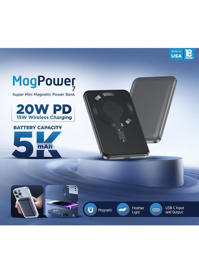 IQ TOUCH IQ TOUCH 15W Magnetic Wireless Power Bank – 5000mAh, 20W PD Fast Charging, Ultra-Slim Design, USB-C Input/Output, MagSafe Compatible Portable Charger, Black  - Image 2