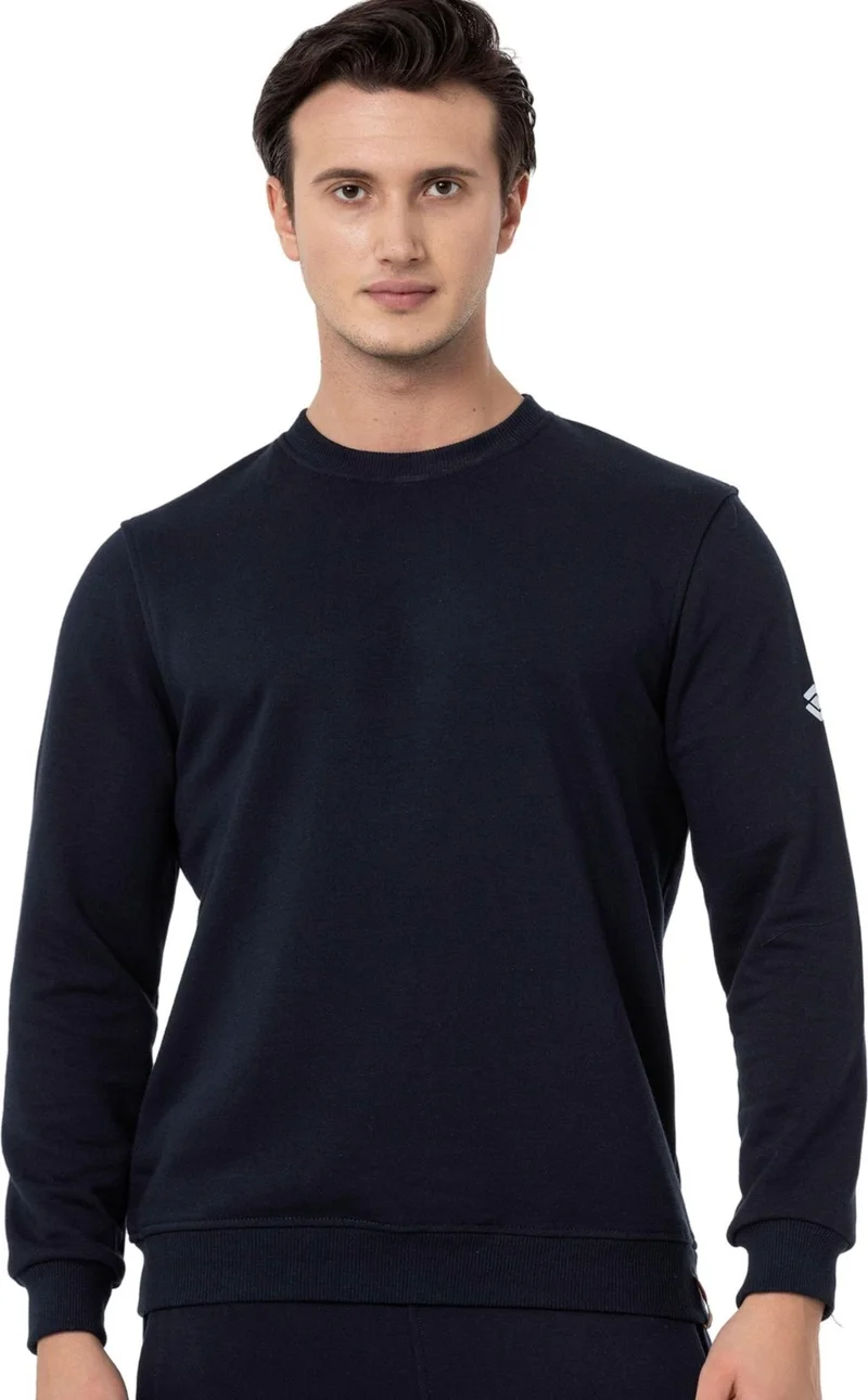 سكوتر Crew Neck Navy Blue Men's Sweatshirt M1515TL