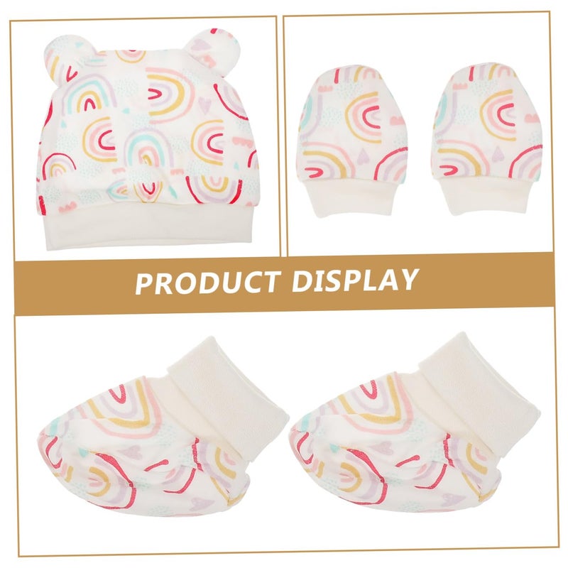 Newborn Cotton Hat Scratch Mittens Foot Props Photography Set For Baby Boys Girls - Image 4